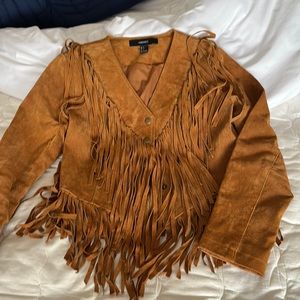 Fringed suede jacket.